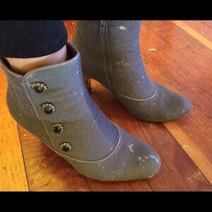 Lulu Guinness grey pony hair ankle boots